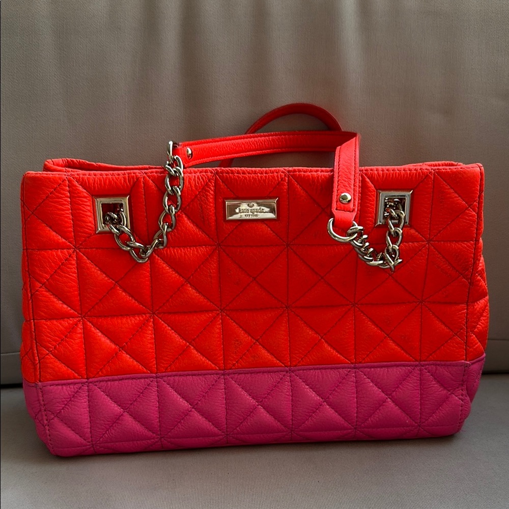 Red and Pink Quilted Women's Bag